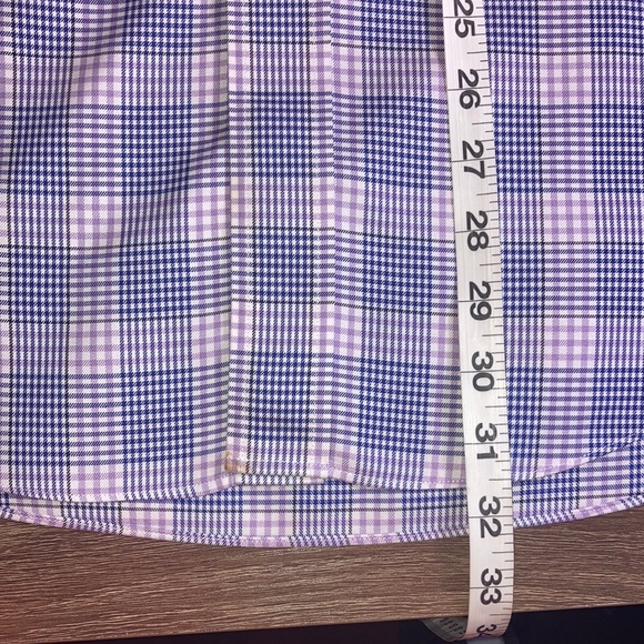 Men's Pre Owned Brooks Brother Blue & Purple Plaid Shirt Large - Picture 6 of 9